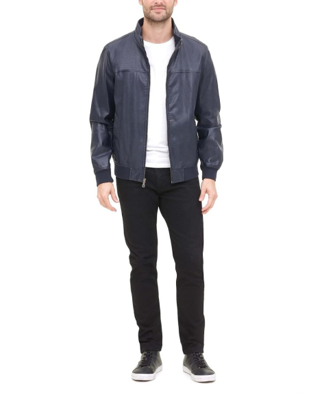 Мужской бомбер Tommy Hilfiger куртка из экокожи 1162393319 (Синий L)