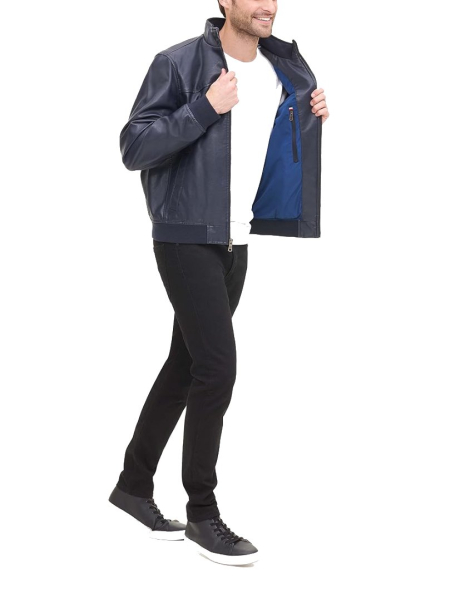 Мужской бомбер Tommy Hilfiger куртка из экокожи 1162393319 (Синий L)