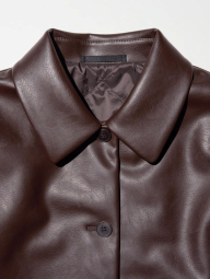 Куртка з екошкіри UNIQLO на гудзиках 1159854027 (Коричневий XXL)