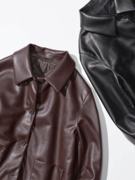 Куртка з екошкіри UNIQLO на гудзиках 1159854027 (Коричневий XXL)