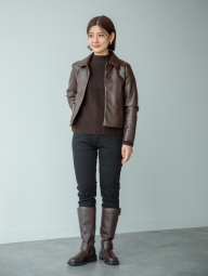 Куртка з екошкіри UNIQLO на гудзиках 1159854027 (Коричневий XXL)