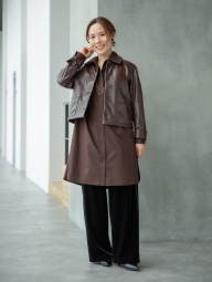 Куртка з екошкіри UNIQLO на гудзиках 1159854027 (Коричневий XXL)