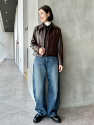 Куртка з екошкіри UNIQLO на гудзиках 1159854027 (Коричневий XXL)