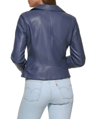 Жіноча куртка з екошкіри Levi's на блискавці 1159857561 (Синій XL)