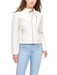 Женская куртка из экокожи Levi's на молнии 1159858542 (Молочный 1X)