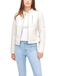 Женская куртка из экокожи Levi's на молнии 1159858542 (Молочный 1X)