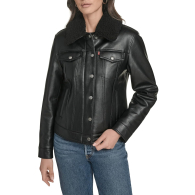 Куртка из экокожи Levi's с воротником из искусственной овчины 1159860629 (Черный L)