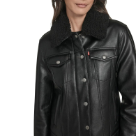 Куртка из экокожи Levi's с воротником из искусственной овчины 1159860629 (Черный L)