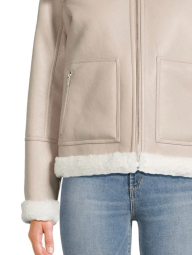 Женская куртка из экокожи Calvin Klein с отделкой из шерпы 1159860973 (Бежевый L)