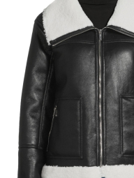 Женская куртка из экокожи Calvin Klein с отделкой из шерпы 1159860975 (Черный M)