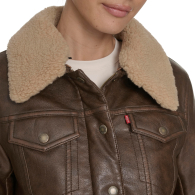 Куртка из экокожи Levi's с воротником из искусственной овчины 1159864164 (Коричневый L)