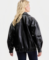 Женская куртка из экокожи GUESS на пуговицах 1162691936 (Черный L)