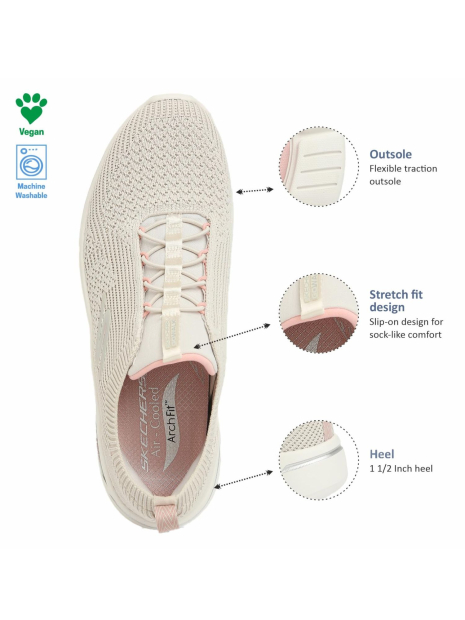 Женские кроссовки Skechers Arch Fit Crystal Waves 37,5 (7,5 US) 24,5 см Бежевый/Розовый 1159841110