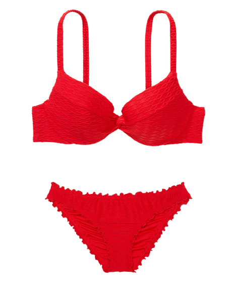Раздельный купальник Victoria's Secret топ-бюст Push-Up и плавки чики 1159846684 (Красный 38C/L)
