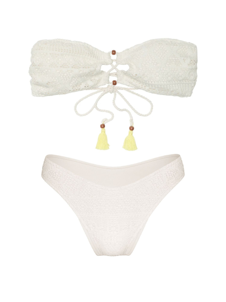 Женский раздельный купальник Victoria's Secret бандо и плавки бразильяны 1159850106 (Молочный S)