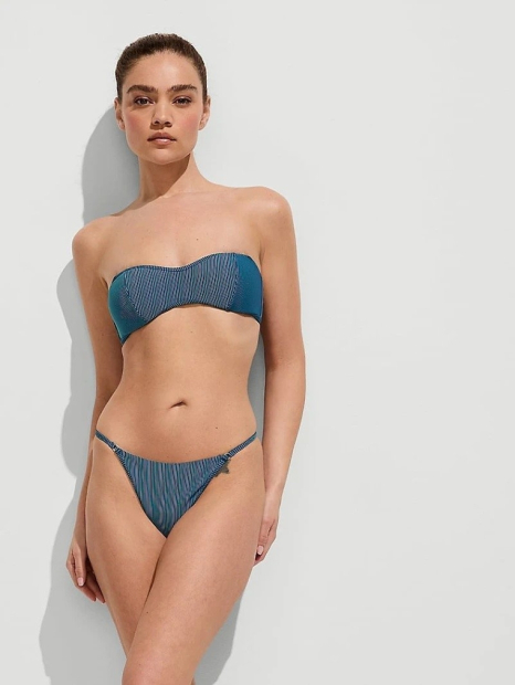 Жіночий роздільний купальник Victoria's Secret бандо та плавки тонг 1159850677 (Синій L)