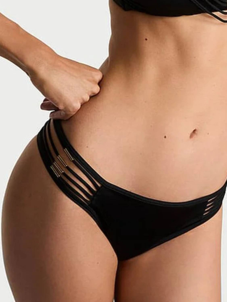 Женский раздельный купальник Victoria's Secret топ халтер и плавки бразильяны 1159853543 (Черный XL)