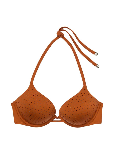Раздельный купальник со стразами Victoria's Secret топ Push-Up и плавки бразильяны 1159853606 (Коричневый 34B/S)