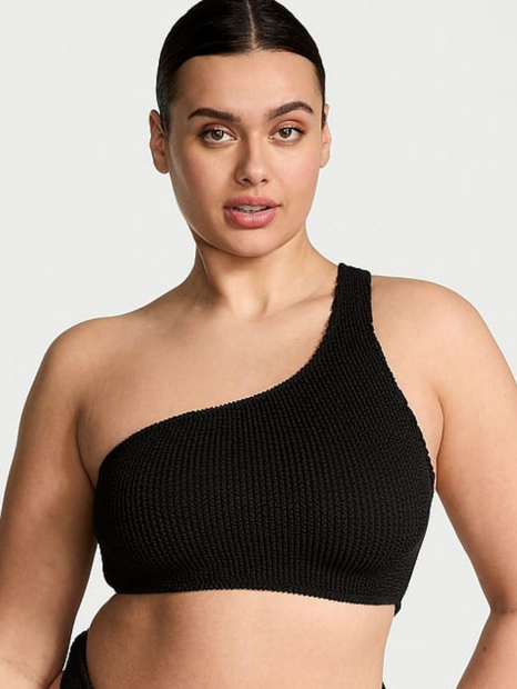 Раздельный купальник из жатой ткани Victoria's Secret топ и плавки тонг 1159857010 (Черный XS/S)