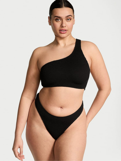 Раздельный купальник из жатой ткани Victoria's Secret топ и плавки тонг 1159857010 (Черный XS/S)