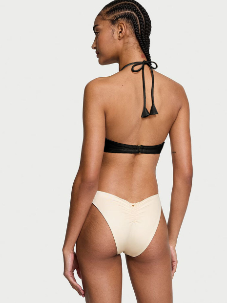 Раздельный купальник Victoria's Secret топ-бандо и плавки бразилиана 1159857516 (Черный/Молочный XXL)