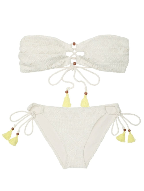 Женский раздельный купальник Victoria's Secret бандо и плавки бикини 1159857613 (Молочный XL)