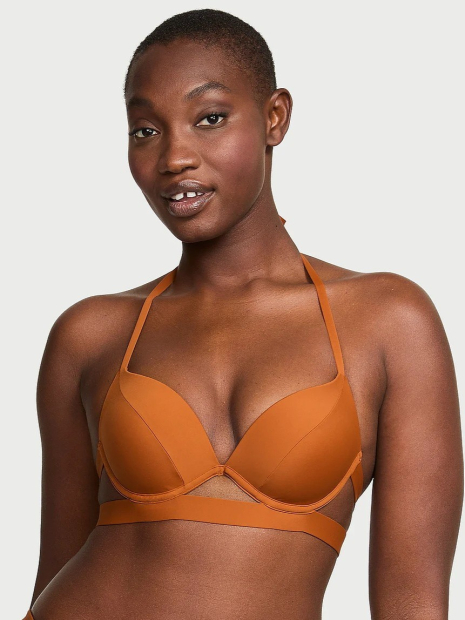 Женский раздельный купальник Victoria's Secret топ Push-Up и юбка-плавки 1159857630 (Коричневый 38D/L)