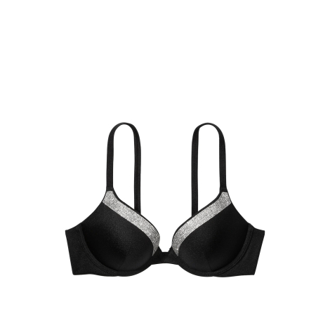 Раздельный купальник Victoria's Secret топ-бюст и плавки тонг 1159857635 (Черный 34C/S)