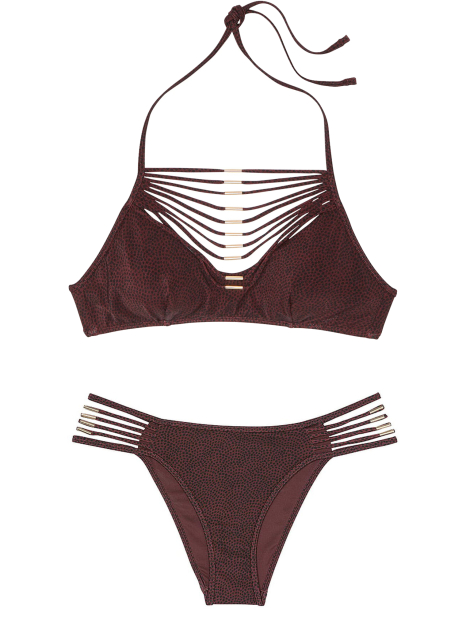 Жіночий роздільний купальник Victoria's Secret топ халтер та плавки бразилії 1159859081 (Коричневий S)