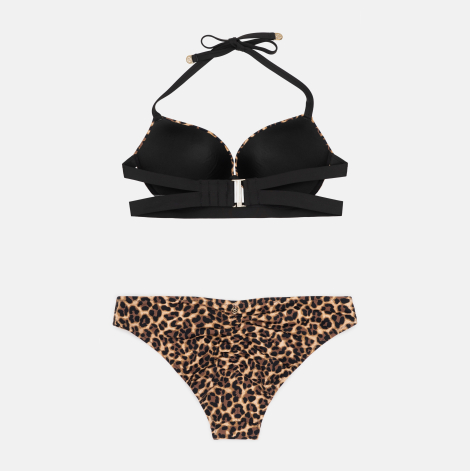 Женский раздельный купальник Victoria's Secret топ Push-Up и плавки чики 1159859858 (Леопардовый 36D/L)