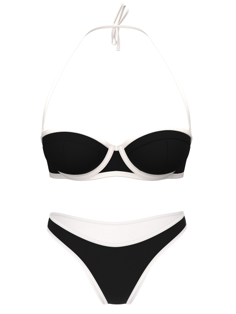 Женский раздельный купальник Victoria's Secret топ Push-Up и плавки бразильяны 1159859899 (Черный/Белый 38C/L)