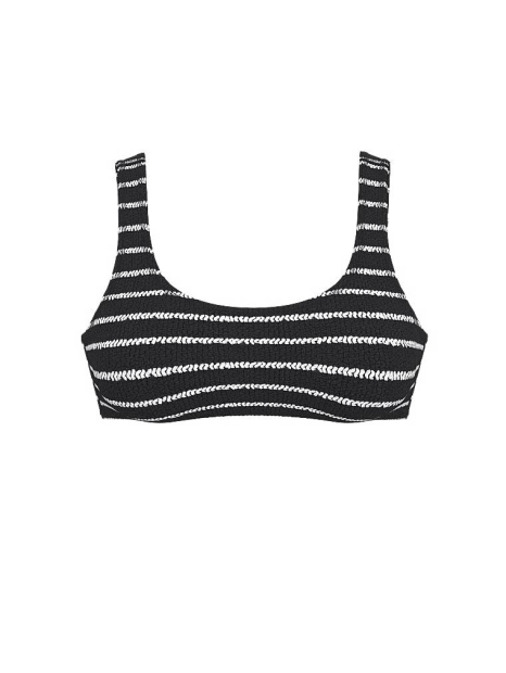 Раздельный купальник из жатой ткани Victoria's Secret топ и плавки бразильяны 1160172569 (Черный/Белый M/L)