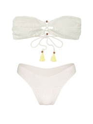 Женский раздельный купальник Victoria's Secret бандо и плавки бразильяны 1159850106 (Молочный S)