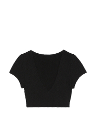 Раздельный купальник из жатой ткани Victoria's Secret топ и плавки с высокой посадкой 1159853200 (Черный M/L)