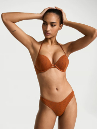 Роздільний купальник зі стразами Victoria's Secret топ Push-Up та плавки бразилії 1159853568 (Коричневий 38C/L)
