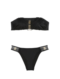 Раздельный купальник Victoria's Secret бандо и плавки бразильяны 1159853603 (Черный M)