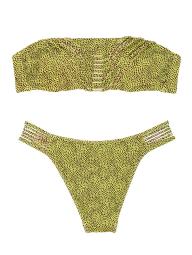 Женский раздельный купальник Victoria's Secret бандо и плавки бразильяны 1159855390 (Салатовый XL)