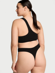 Раздельный купальник из жатой ткани Victoria's Secret топ и плавки тонг 1159857010 (Черный XS/S)