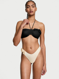 Раздельный купальник Victoria's Secret топ-бандо и плавки бразилиана 1159857516 (Черный/Молочный XXL)