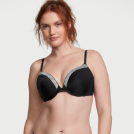 Раздельный купальник Victoria's Secret топ-бюст и плавки тонг 1159857635 (Черный 34C/S)