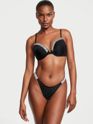 Раздельный купальник Victoria's Secret топ-бюст и плавки тонг 1159857697 (Черный 32C/S)