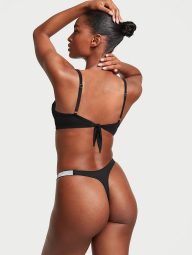 Раздельный купальник Victoria's Secret топ-бюст и плавки тонг 1159857697 (Черный 32C/S)