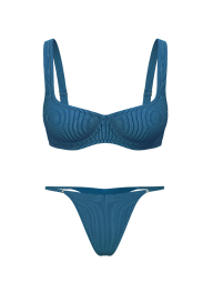 Женский раздельный купальник Victoria's Secret топ и плавки тонг 1159859833 (Синий 32C/S)