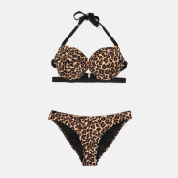 Жіночий роздільний купальник Victoria's Secret топ Push-Up та плавки чіки 1159864041 (Леопардовий 36B/M)
