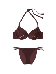 Жіночий роздільний купальник Victoria's Secret топ Push-Up та плавки бікіні 1159861247 (Коричневий 38D/XL)