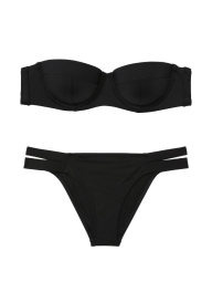 Жіночий роздільний купальник Victoria's Secret топ Push-up та плавки бразилії 1159862074 (Чорний 34C/M)