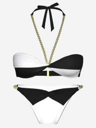Раздельный купальник Victoria's Secret бандо и плавки бикини 1159864820 (Черный/Белый L)