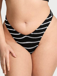 Раздельный купальник из жатой ткани Victoria's Secret топ и плавки бразильяны 1160172569 (Черный/Белый M/L)