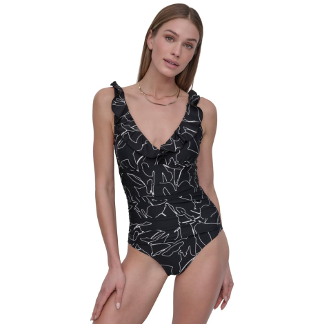 Сдельный купальник DKNY с принтом 1159852894 (Черный M)