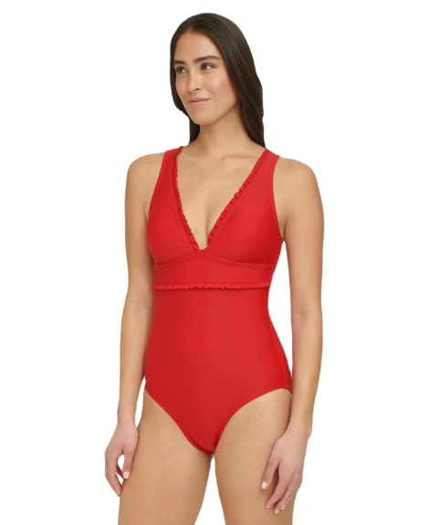 Сдельный купальник Tommy Hilfiger с рюшами 1159856943 (Красный 18)